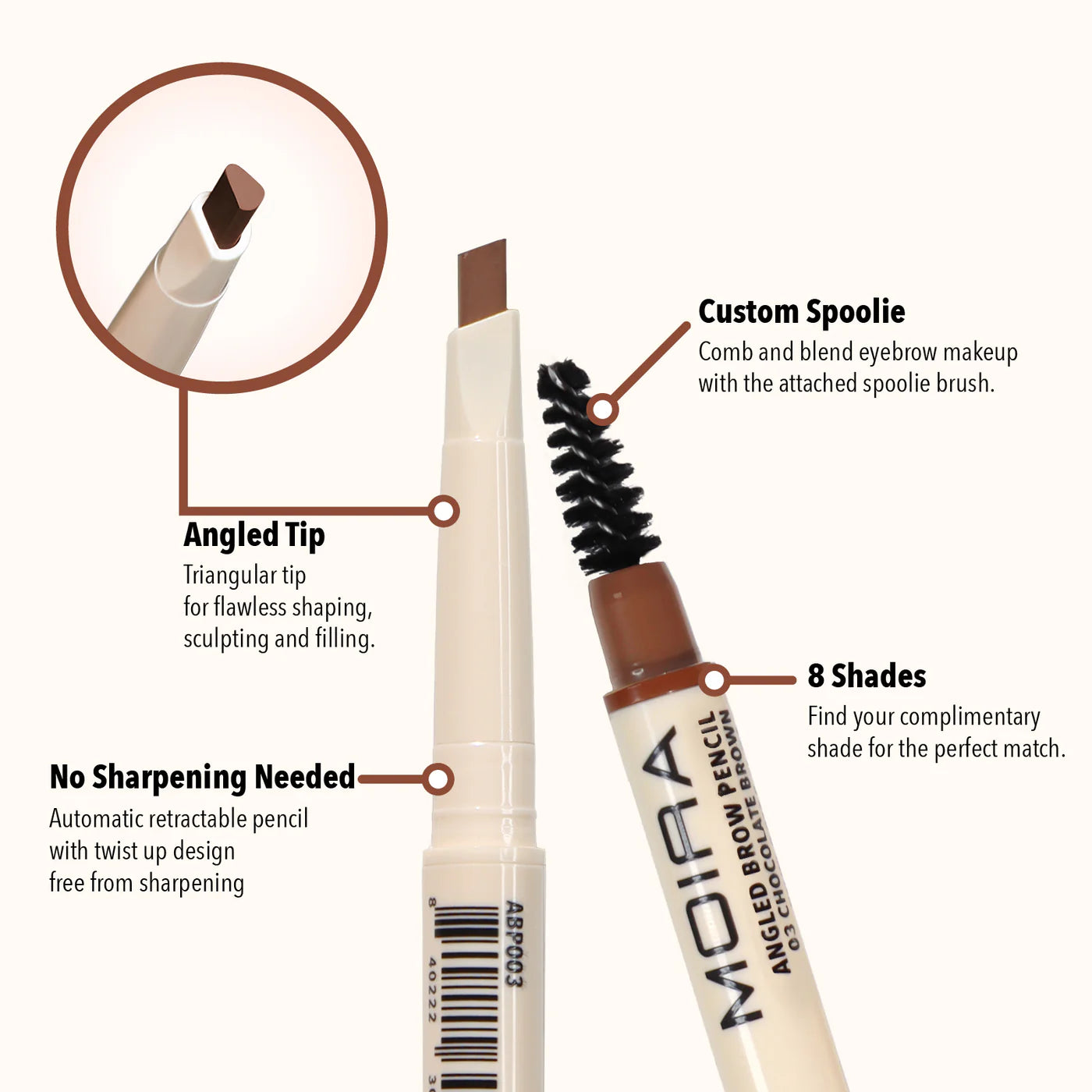 Lápiz para Ceja ANGLED BROW PENCIL CHOCOLATE 03 MOIRA
